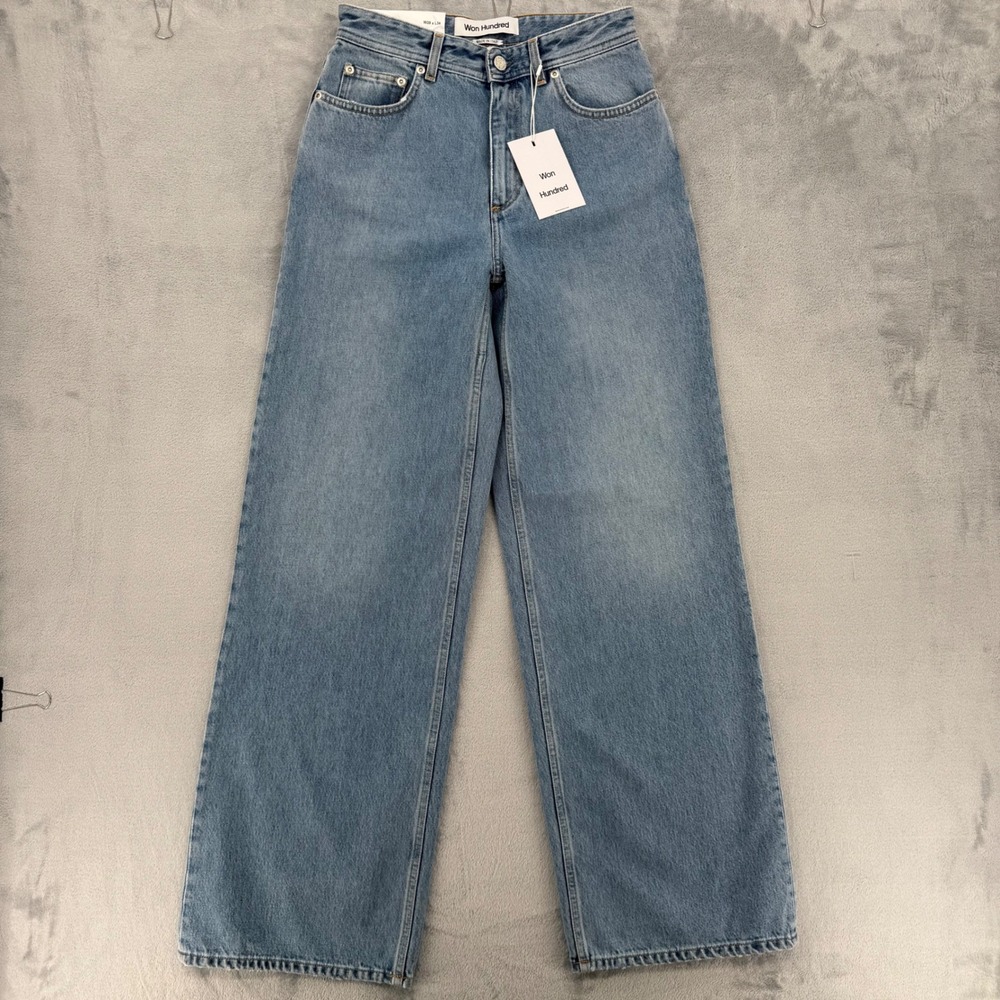 Won Hundred Kiri Wash 4 Denim Jeans Light Wash Wide Leg Made in‎ Italy W28 L34